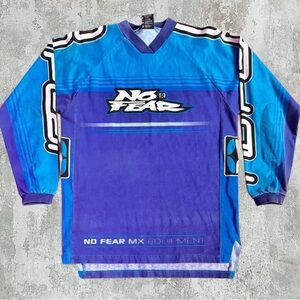 VTG No Fear Motocross Jersey 90s Y2K Dirtbike Shirt Large MX Equipment Heavy